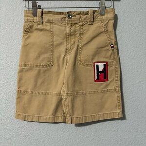 Tommy‎ Hilfiger Boy Beige Embroidered Logo Casual Shorts Size 10 Cotton Blend